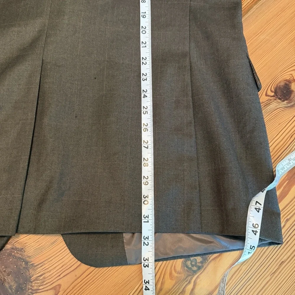 Jos A Bank Brown Suit 46R Wool Pleated Cuffed Pants 40 X 29 Windowpane READ